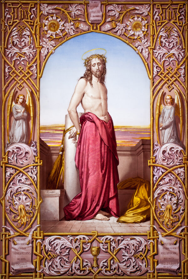 John Thompson Campbell, Christus an der Geißelsäule, Newcastle Upon Tyne, England, 1852, Flachglasplatte mit gekröseltem Rand, (H x B x T): 56,9 × 39 × 0,7 cm, Ankauf, Foto: Kunstpalast, Düsseldorf